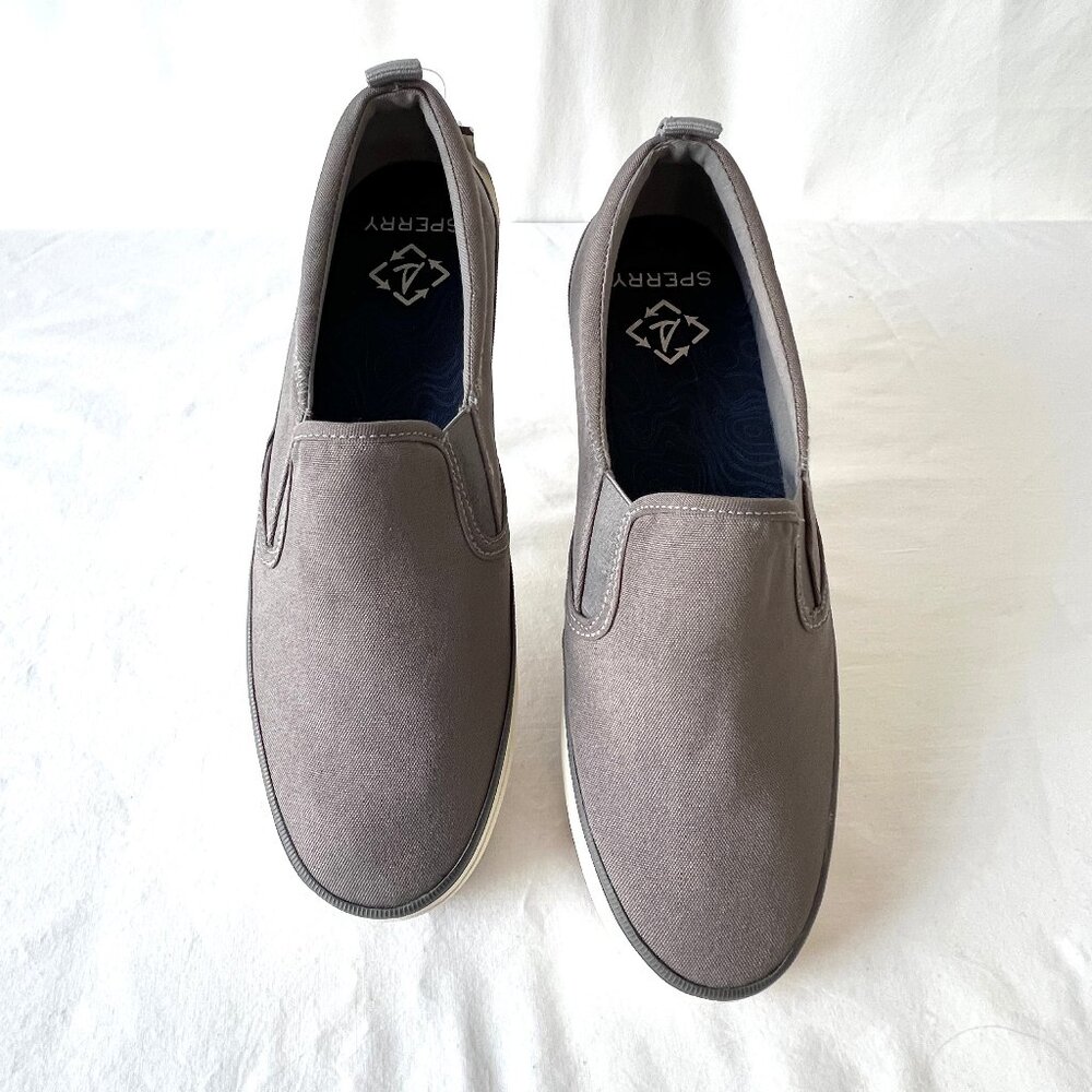 New Sperry Women's Grey Crest Twin Gore Seacycled Slip On Sneakers, Size 10